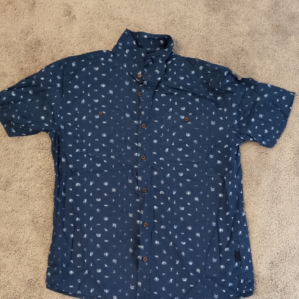 Patagonia Dark Blue Casual Shirt with White Pattern